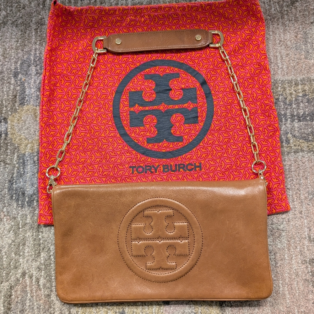 Tory Burch Brown Leather Clutch